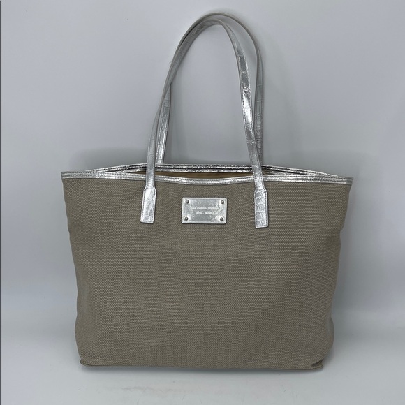 Michael Kors Tweed Tote bag Purse Silver - Picture 1 of 9